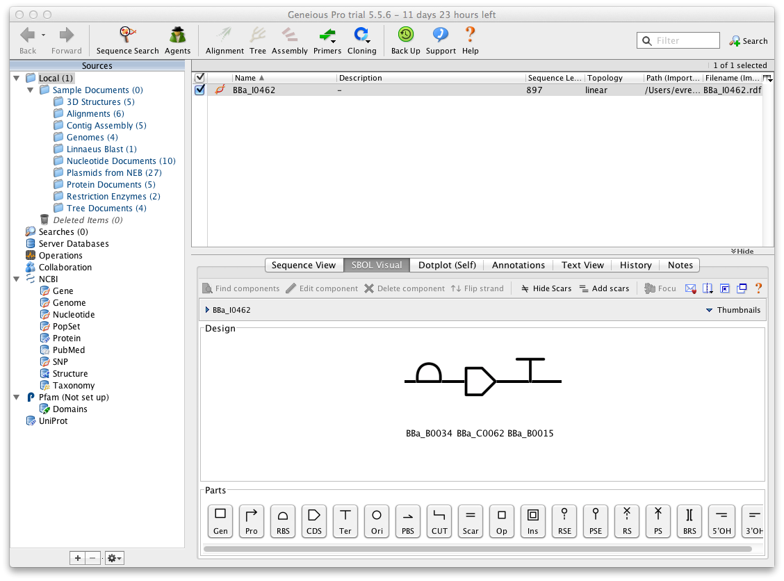 Installing SBOL Designer plugin for Geneious